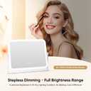Vanity Mirror with LED Lights, 16.4x12.2 Inch Makeup Mirror, 3-Color Dimmable Touch Screen, 5X Magnification, 360 Rotation, Large Tabletop Mirror for Bedroom Vanity