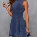 KDF Denim Dress for Women Sleeveless Babydoll Tank Jean Dress Slim Fit A-Line Summer Dresses for Women 2026 (Blue, M)