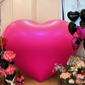 Huge Heart Shaped Balloons, 63in Valentines Day Hot Pink Heart Balloons, 2PCS Heart Foil Mylar Balloons for Valentines Day Wedding Engagement Anniversary Party Decorations