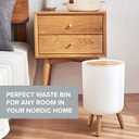 Nordic Style Trash Can (1-Pack) - Push Top Trash Can with Lid - 14.3" x 8.7" White Top Spring Waste Basket - Modern Garbage Can - Round Trash Bin w/ Legs - Kitchen/Bathroom Trash Can I 1.8 Gallon - 7L