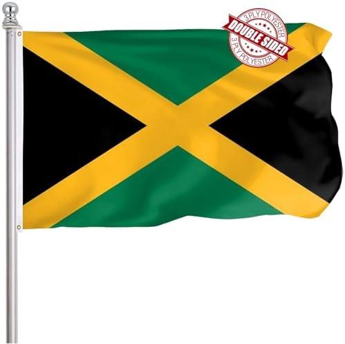 FLGCLUB Jamaica Jamaican Flag 3x5 Ft Outdoor, Heavy Duty 3 Ply Polyster Jamaican National Flags, Double Sided Vibrant Color Jamaica Country Flag Double Stitched Brass Grommets