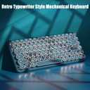 Typewriter Keyboard Wireless 2.4GHz/Bluetooth/USB-C Wired Mechanical Gaming Keyboard Warm White LED Backlit 84-Key NKRO Hot Swappable Green Switches Retro Round Keycaps for Multi-Device