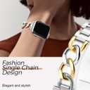 JR.DM Silver Gold Watch Bands for Women Compatible with Apple Watch 38mm 40mm 41mm 42mm(S10/11) Adjustable Metal Cowboy Single Chain Bracelet for iWatch Series 11/10/9/8/7/6/5/4 SE 3/2/1(No Case)
