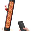 Sundate 1500W Electric Patio Heater for Outdoor Use, Infrared Heater with 8 Heat Levels, 60° Oscillation, Remote Control, 8-Hour Timer, Tip-Over & Overheat Protection, Black