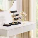 SONGMICS Bracelet Holder Stand, Jewelry Display Stand, Jewelry Organizer, with 3 Tiers and Velvet Tray, Removable Ring Holder, Ink Black UJJS027B01
