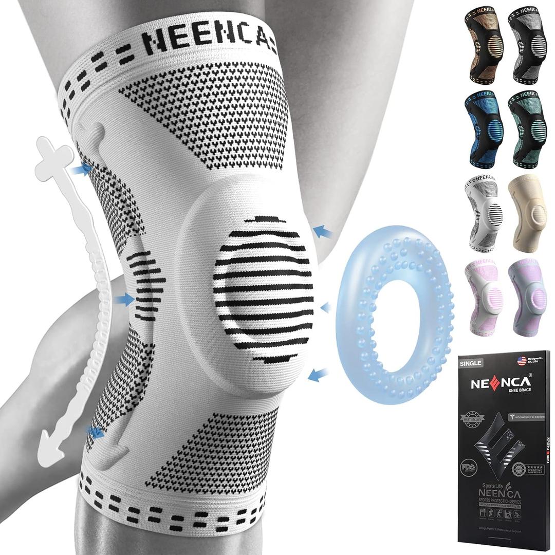 NEENCA Professional Knee Brace for Pain Relief, Medical Knee Support with Patella Pad & Side Stabilizers, Compression Knee Sleeve for Meniscus Tear, ACL, Joint Pain, Runner, Workout - FSA/HSA Eligible, L
