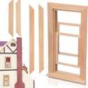 Toyvian Dollhouse Wooden Window, 1: 12 Scale Dollouse Mini Window Frame Miniature Wooden Furniture for Doll House Decoration Dollouse Accessories