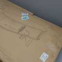 ZttRiee Oval Coffee Table with Sliding Doors, Mid-Century, Walnut