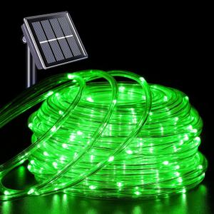 YEGUO Solar Rope Lights Outdoor Waterproof, 66ft 200 LED Green String Lights, 8 Modes Fairy Lights in Clear Thin Tube