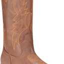 IUV Cowboy Boots For Women Western Boots Cowgirl Boots Pull On Pointy Toe Mid Calf Boots Size 8 (Brown)