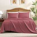 ClevaHome Sheet Set Queen Size, 4-Piece Bedding, Lightweight & Super Soft Easy Care Microfiber Shrinkage & Fade Resistant Bedding Set with 14'' Deep Pockets (Burgundy)
