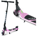 AERO Kids Electric Scooter for Boys and Girls Ages 6-12 or 8-12, with Hand Accelerator, LED Lights, 2 Speed Levels, Battery Indicator, Rubber Mat, and Adjustable Heights 