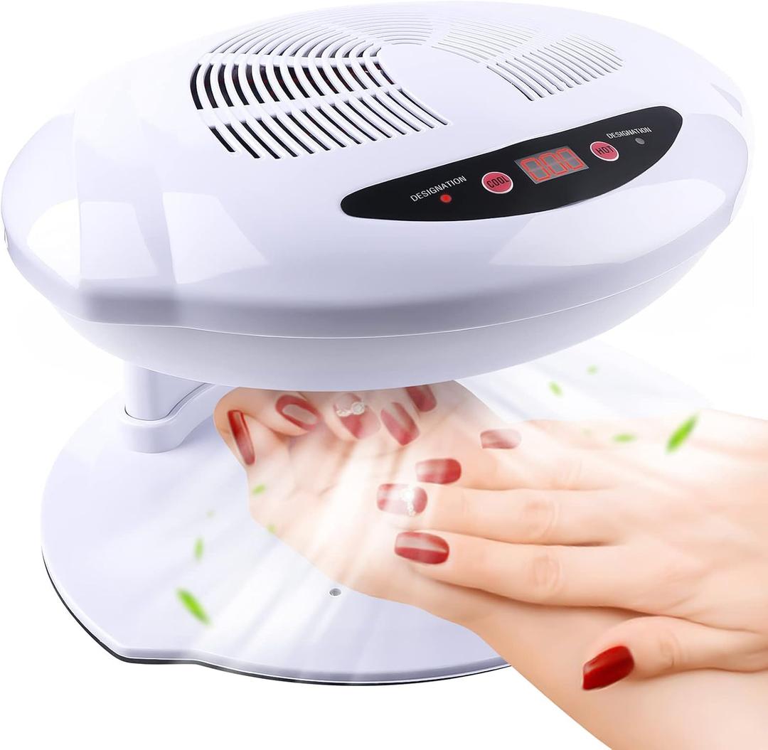 Kalolary Nail Lamp, 400W Air Nail Dryer Nail Fan Hair Dryer for Hands and Feet Nail Polish Automatic Sensor Warm Cool Breeze Use at Home and Salon(White)