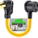 Kanayu 50Amp to 30Amp Dryer Adapter Cord compatible with NEMA 14-50P Male to 10-30R Female, 4 Prong Male to 3 Prong Female Power Cord For RV Generator to Dryer Handle, STW 10 AWG/3C, 1FT, ETL Listed (Yellow)