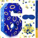 Simgoing Number 6 Blue and Golden Rings Piata for Kids Birthday Cartoon Theme Small Piata with Blindfold Stick Confetti for Fiesta Cinco De Mayo Party Decor, 15.8 x 11 x 2.8 Inch
