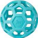 JW Pet HOL-ee Roller, Dog Toy Puzzle Ball, Natural Rubber, Medium (4.5 Inch Diameter), Blue
