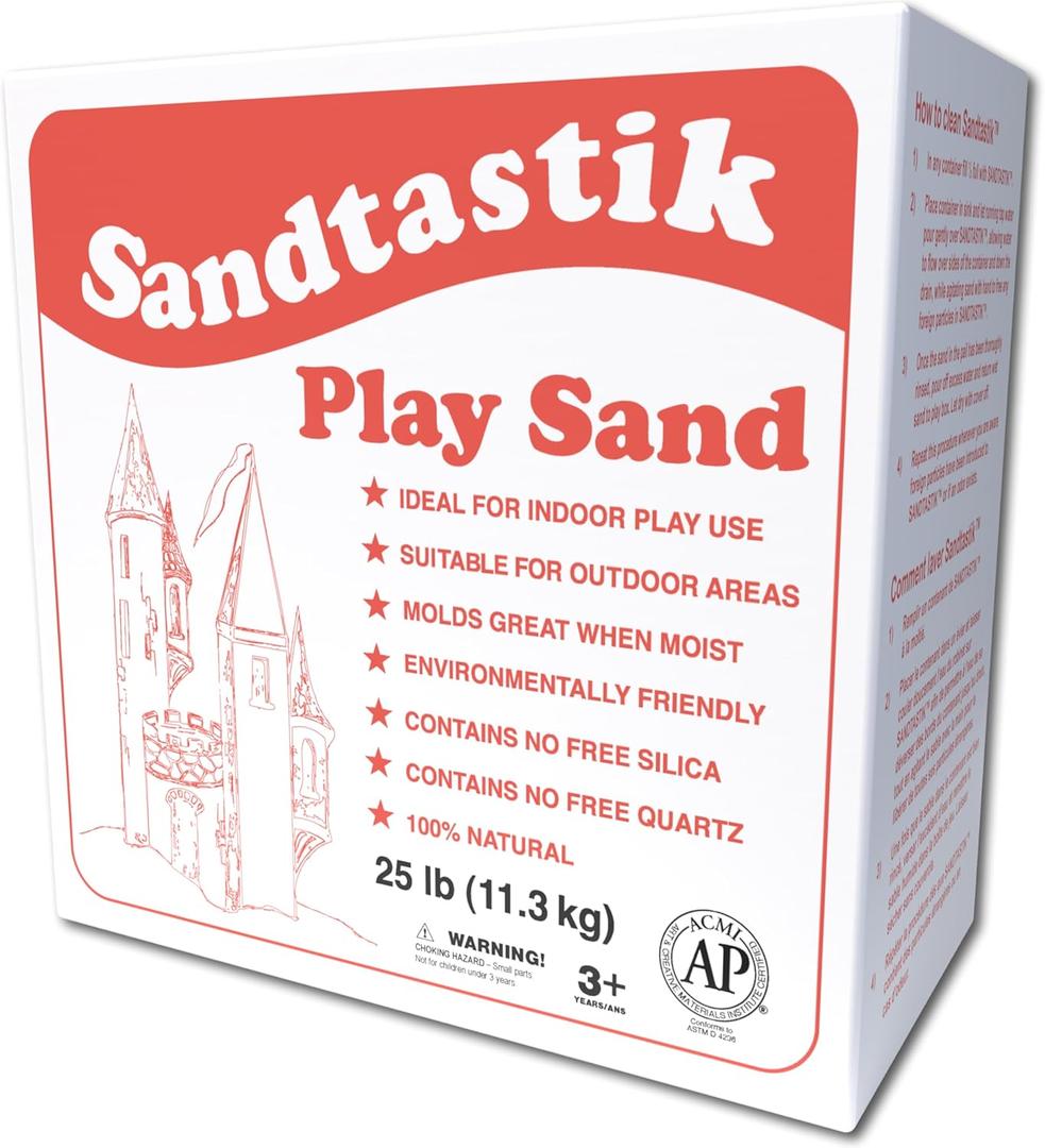 Sandtastik Sparkling White Play Sand, 25 lb (11.3 kg) - Fill Sandboxes, Sand Trays, Sensory Tables, Water Tables! Scoop, Mold & Pour This Premium Non-Toxic Sand