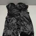 PLAYBOY Choies Women's Burgundy/Black Sexy Plunge Neck Strapless Cross Back Velvet Bodysuit, S