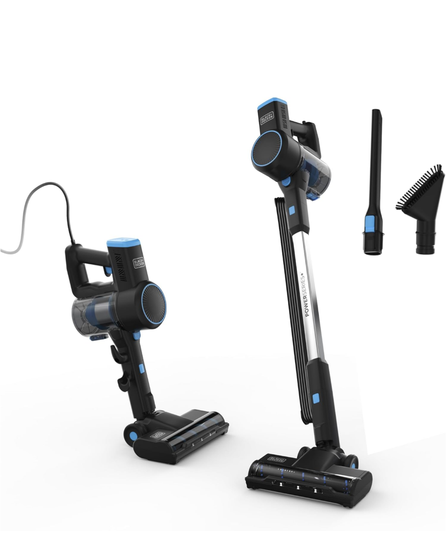 BLACK+DECKER Powerseries+ Corded 3 in 1 Stick Vacuum, Upright to Hand-Vac Multi Surface, LED Floor Head, HEPA Filtration, Powerful 14k Pa,for Hard Floor, Low Carpet, Pet Hair Home & Office use, Black