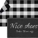 Geelin 2 Pcs Happy Place Doormat 30'' x 18'' Rustic Buffalo Outdoor Rug 43'' x 27.5'' Door Mats for Front Door Farmhouse Outdoor Doormats for Indoor Outside Entryway