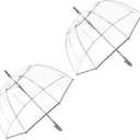 ThreeH 2 Pcs Clear Bubble Umbrella Adult Automatic Open Dome Shaped