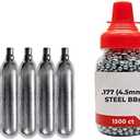 CO2 12g Tanks 5 Pack and 1500ct Steel BBS Bundle Compatible with Sig Sauer P365 BB Gun Air Pistol
