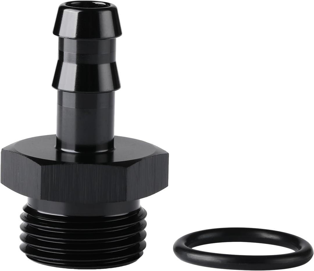 10AN -10 ORB Male to 3/8 Hose Barb Straight Fitting Adapter Aluminum Black