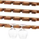 Ripeng 4 Pcs Wall Mounted Wood Stemware Rack Champagne Holder Rustic Wine Glass Hanging Shelf Wood Floating Glassware Wall Holder for Party Kitchen Bar Organizer 17 x 3 x 0. 8 Inch (Dark Brown)
