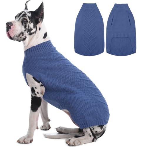 IECOii Great Dane Sweater, XL Dog Sweater for Extra Large Dogs, Blue, Polyester, Winter, Warmth, Comfort, Practical Design