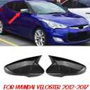 1Pair Side Mirror Cover Rear View Mirror Cover Trim For Hyundai Veloster 2012 2013 2014 2015 2016 2017 (Carbon Fiber Black)