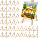 40 Pack 6" Mini Wood Display Easel, Natural Wooden Small Easel Stand for Signs, Small Canvases, Table Display, Pictures, Photos, Wedding Place Cards, Crafts and Other Smaller Projects