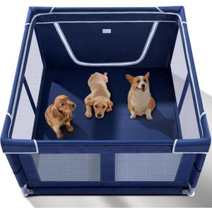 Puppy Playpen Indoor for Dog Small Pets, Dog Playpen 42x42 x25 inch, Dog Play Pen Indoors with Gate, Oxford Fabric Pet Exercise pens for Puppy, Anti-Tipping Dog Enclosure with Zipper Door
