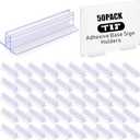 Fulmoon 50 Pcs 1 x 3 Inch Sign Holder, Adhesive Base Sign Holders Multiple Uses for Counters, Warehouses, Base Sign Holders with Strong Adhesive