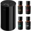 Waterless Essential Oil Diffuser Starter Kit with 4x10mL Hotel Scent Fragrance Oils, Rechargeable Mini Car Diffuser Scent Air Freshener Machine, Portable Aroma Diffuser for Home Car Office, Black