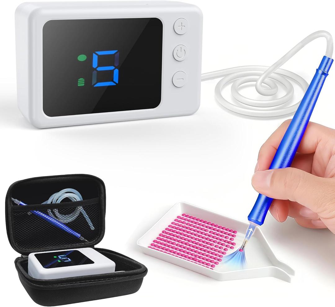 Electric Diamond Art Painting Pen, Cordless Vacuum Diamond Painting Pen with Storage Case, 5 Adjustable Suction Level, Diamond Art Accessories Tools for All Ages, E-Painter No Max Need (Blue)