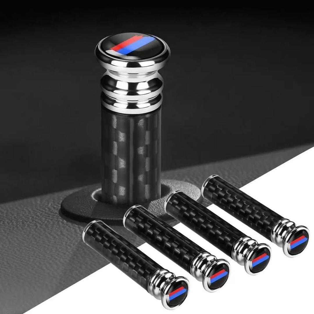 Generic 4 Pcs Car Door Lock Knobs Carbon Fiber Door Lock Bolt Pin Cover Stick Compatible with BMW 1 2 3 4 5 6 7 Series X1 X2 X3 X4 X5 X6 X7 Accessories, QD4SD001