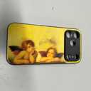 Compatible with iPhone 17 Pro Max Artistic Printing Case, Sistine Madonna Angels by Raphael Oil Painting Case, Black Silicone Glass Protective Cover