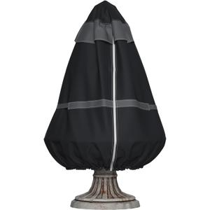 Garden Fountain Cover Waterproof  Heavy Duty Oxford Fabric Fountain Protector with Air Vent & Buckle, Weather-Resistant Outdoor Cover for Garden or Patio Fountains, 40" D x 50" H, Black