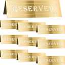 DI QIU REN 10PCS Reserved Table Signs, Acrylic Guest Reservation Table Tents Sign, Waterproof Gold Double-Sided Reserved Seat Signs, Reserve Sign for Wedding Birthday Party Restaurants Meeting