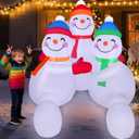 6FT Christmas Inflatable Snowman Family 6FT 3 Snowmen Brothers Hugging Inflatable Christmas Outdoor Decoration Xmas Snowman Blow Up Decor with Built-in 5 LEDs for Yard Garden Lawn