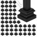 50 Pcs Iron Baluster Shoes Bulk, Stair Flat Shoe with Screw, Square Iron Balusters for 1/2 Inch Square Scroll Basket Twist Knuckle Staircase, Black