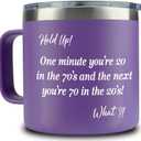 WECACYD 70th Birthday Gifts for Women - Funny 70 Year Old Birthday Gift Ideas - Unique Turning 70 Happy Birthday Gifts for Female Friends, Mom, Grandma, Her, Sister, Wife- 14oz Christmas Mug Purple