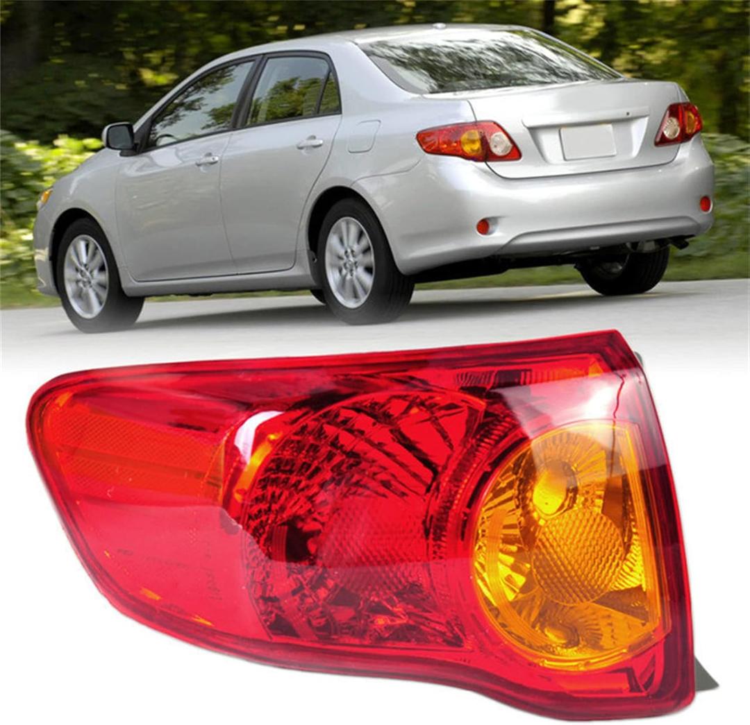 Silscvtt Driver Side Outer Rear Brake Tail Light Assembly Replacement for Toyota Corolla 2009 2010 Red Lens Left Tail Lamp 8156002460 TO2800175