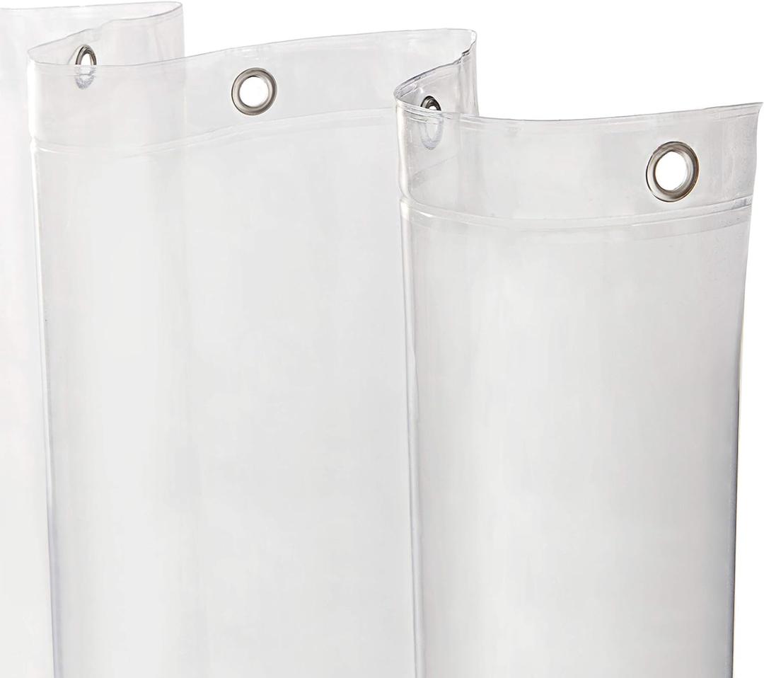 Kenney MB61160 Microban Protected Medium Weight 4.8 Gauge Waterproof PEVA Shower Curtain Liner with Rust-Resistant Metal Grommets and Weighted Magnetic Hem for Bathroom, 70" W x 72" H, Clear, 1-Pack (70"W x 72"L (Pack of 1))