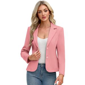 ELLEVEN Womens Work Knit Blazer, Stretch Slim Fit Half-Lined Lightweight Suit Notched Lapel Jacket, M