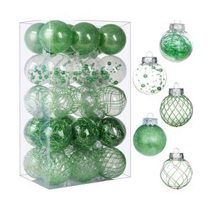 Clear Christmas Ball Ornaments, 30ct Shatterproof Xmas Ball Decorations 2.36 Inch Green Christmas Decorations for Xmas Tree Hanging Decorative Pet Baubles Set for Christmas Party
