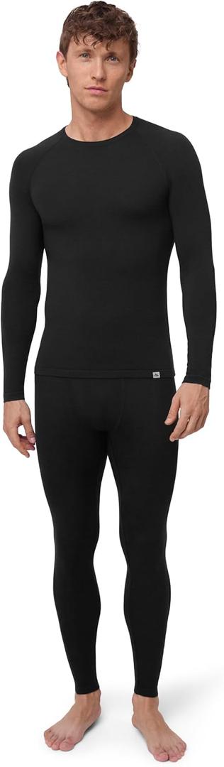 DANISH ENDURANCE Merino Wool Base Layer Set Men, Top and Bottom Set, Thermal Underwear for Mens, Long Johns, Long Sleeve (Large, Black)