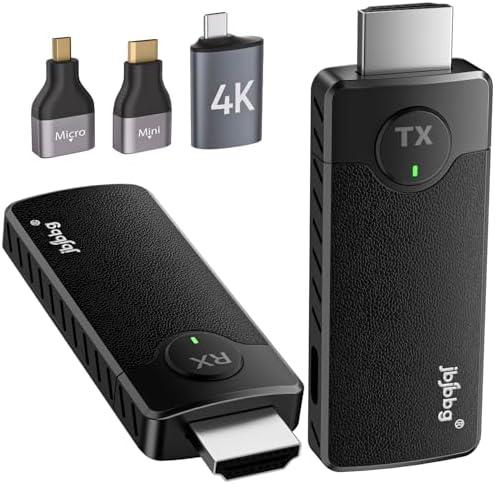 Wireless HDMI Transmitter and Receiver 4K,Wireless HDMI Extender 1080P Output Plug & Play, Support 2.4/5.8GHz for Streaming Video and Audio to Monitor from Laptop/Pc/Tv Box for Home, Office