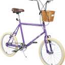 MOSHAY 20-inch Beach Cruiser Bicycle, a City Bike Suitable for Girls, Teenagers, and People Aged 14 and Above, Featuring a Lightweight Girs Bicycle with a Wicker Basket