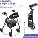 Lightweight Rollator Walker with Seat & Backrest - Foldable Mobility Aid for Seniors, 8" Large Airless Tires, Adjustable Height, Brake,Storage Bag,300 lbs Capacity, 4 Wheel Rolling Walkers for Adults